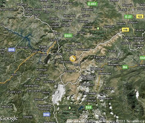 map: Šar Mountains map: Šar Mountains