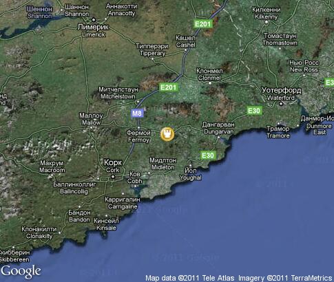 map: Ireland, South East, Castles